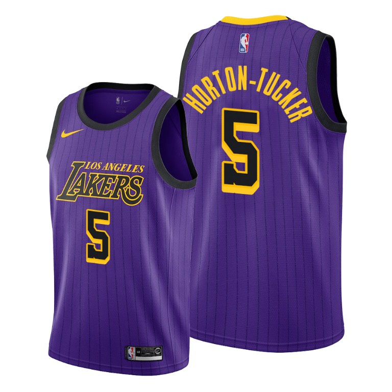 Men's Los Angeles Lakers Talen Horton-Tucker #5 NBA 2019 Draft 2019-20 City Edition Purple Basketball Jersey OKN2883JY